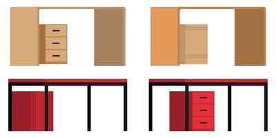 Cute colorful beautiful home office table with different side view with drawer isolated vector