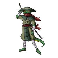 Samurai lizard illustration vector