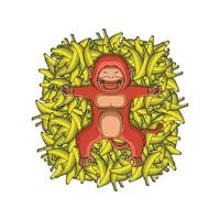 Monkey and Lots of bananas vector