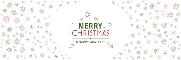 Merry Christmas and New Year 2022 poster. Xmas minimal banner with snowflakes pattern frame and text on white background. Horizontal website header. Vector illustration for greeting card design