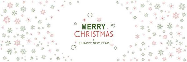 Merry Christmas and New Year 2022 poster. Xmas minimal banner with snowflakes pattern frame and text on white background. Horizontal website header. Vector illustration for greeting card design