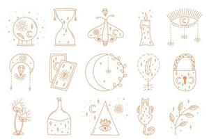 A set of esoteric elements. Doodle lines flat vector