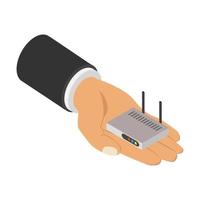 Router in isometric hand vector