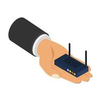 Router in isometric hand vector