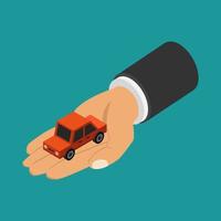 Car on isometric hand vector