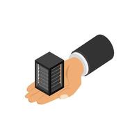 Server in isometric hand vector