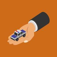 Police car on isometric hand vector