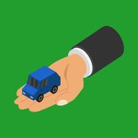 Car on isometric hand vector