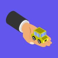 Car on isometric hand vector