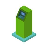 Atm isométrico sobre un fondo blanco. vector