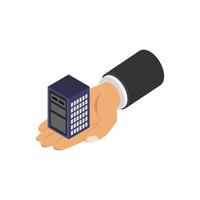 Server in isometric hand vector