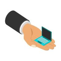 Laptop in isometric hand vector