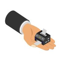 Printer in hand isometric vector