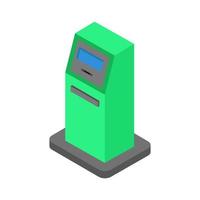 Atm isométrico sobre un fondo blanco. vector