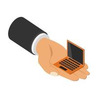 Laptop in isometric hand vector