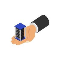 Server in isometric hand vector