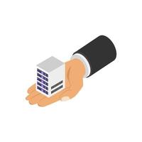 Server in isometric hand vector