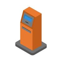 Atm isométrico sobre un fondo blanco. vector