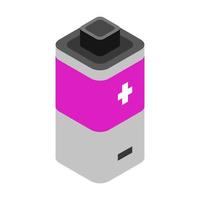 Isometric battery on white background vector