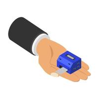 Printer in hand isometric vector