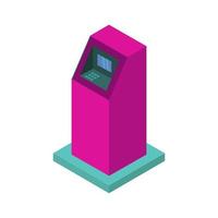 Atm isométrico sobre un fondo blanco. vector