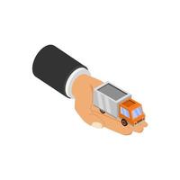 Truck in hand isometric vector