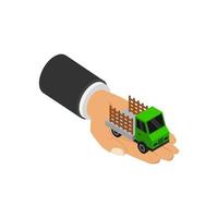 Truck in hand isometric vector