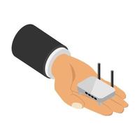 Router in isometric hand vector