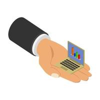 Laptop in isometric hand vector