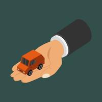 Car on isometric hand vector