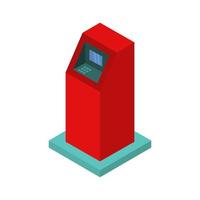 Atm isométrico sobre un fondo blanco. vector