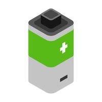 Isometric battery on white background vector