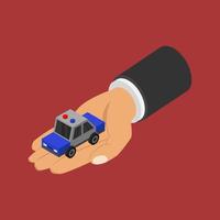 Police car on isometric hand vector