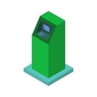 Atm isométrico sobre un fondo blanco. vector