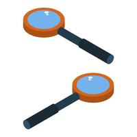 Isometric magnifying glass on a white background vector