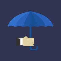 Hand holds umbrella vector