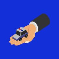 Police car on isometric hand vector