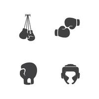 Boxing icon set and boxer sport design illustration symbol of fighter vector