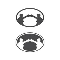Conjunto de iconos de boxeo y símbolo de ilustración de diseño deportivo de boxeador de luchador vector