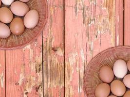 Eggs on wooden background video