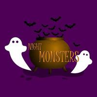 Colorful bright web banner congratulations on the holiday Halloween, night of the monsters photo
