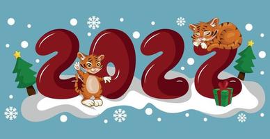 Festive tiger - symbol of the new year 2022 - Vector