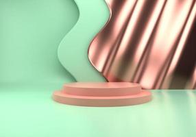 Podium use for product presentation. Abstract wave background. 3d rendering - illustration. photo