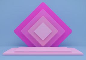 3d rendering studio with geometric shapes, podium on the floor. Platforms for product presentation, mock up background. photo