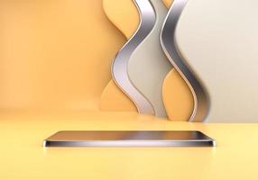 Podium use for product presentation. Abstract wave background. 3d rendering - illustration. photo