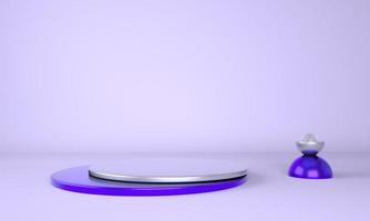 pedestal para exhibición, plataforma para diseño, producto en blanco. Representación 3D. foto