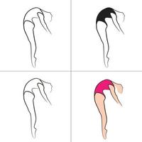 Silhouette and line art of beautiful woman body and female fitness logo template collection vector