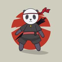 cute panda character samurai illustration vector