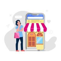 compras en línea en aplicaciones móviles o conceptos de sitios web vector