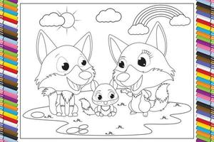 dibujos animados de animales para colorear para niños vector